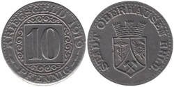 Германия. Оберхаузен. 10 пфеннигов 1919 год. Нотгельд.
