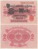  Бона. Германская империя 2 марки 1914 год. Ссудный кассовый чек. (XF-AU) 