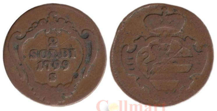  Горица и Градишка. 2 сольдо 1799 год. Герб. (S) 