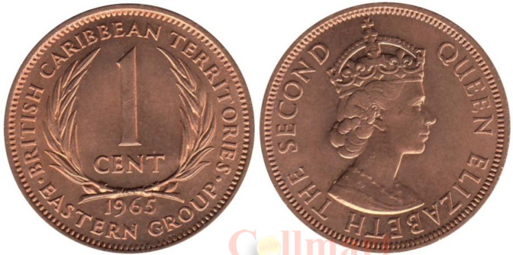  Восточные Карибы. 1 цент 1965 год. Королева Елизавета II. 