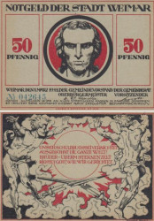 Бона. Германия. Веймар 50 пфеннигов 1921 год. Нотгельд красный. (XF)