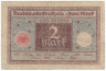  Бона. Германская империя 2 марки 1920 год. Имперское долговое управление. Ссудный кассовый чек. (VG) 