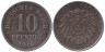  Германская империя. 10 пфеннигов 1916 год. (железо) (A) 