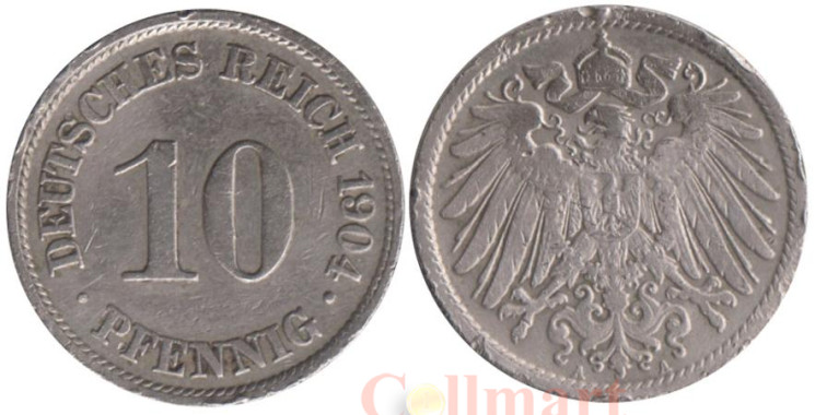  Германская империя. 10 пфеннигов 1904 год. (A) 