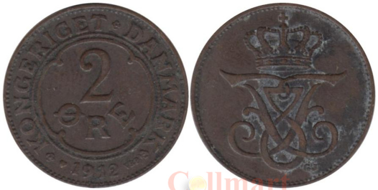  Дания. 2 эре 1912 год. Король Фредерик VIII. 