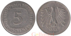 Германия (ФРГ). 5 марок 1981 год. (J)