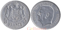 Монако. 5 франков 1945 год. Князь Луи II.