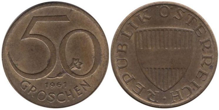  Австрия. 50 грошей 1961 год. 