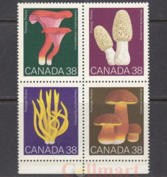 Квартблок. Канада 1989 год. Грибы, произрастающие в Канаде. 