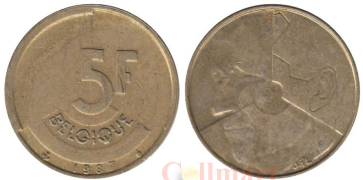  Бельгия. 5 франков 1987 год. BELGIQUE 