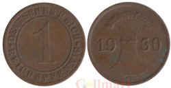 Веймарская республика. 1 рейхспфенниг 1930 год. (G) 