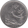  ФРГ. 50 пфеннигов 1991 год. (A) 