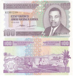 Бона. Бурунди 100 франков 2024 год. Луи Рвагасоре. (Пресс)