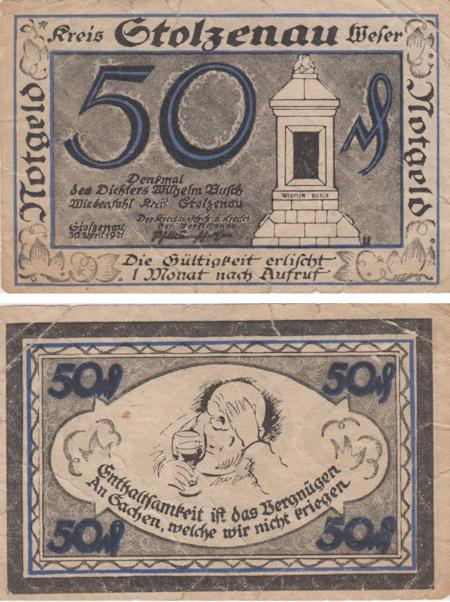  Бона. Германия. Штольценау 50 пфеннигов 1921 год. Нотгельд. (F) 