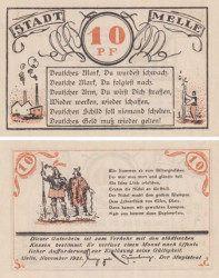 Бона. Германия. Мелле 10 пфеннигов 1921 год (вариант 1). Нотгельд. (XF)