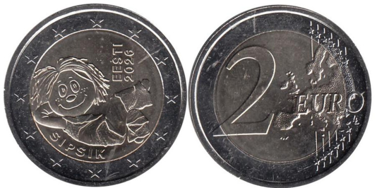 Эстония. 2 евро 2026 год. Сипсик. 