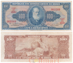 Бона. Бразилия 100 крузейро 1964 год. Педру II. (F)