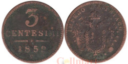 Ломбардия-Венеция. 3 чентезимо 1852 год. Герб. (V)