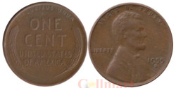 США. 1 цент 1955 год. Авраам Линкольн (пшеничный цент). (D)