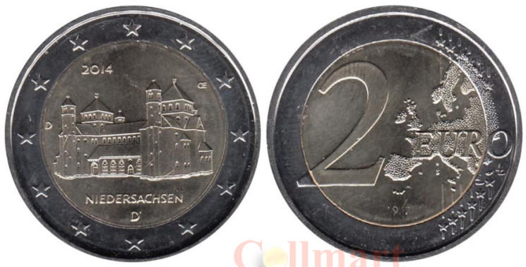  Германия. 2 евро 2014 год. Церковь Св. Михаэля, Нижняя Саксония. (D) 