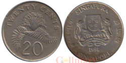 Сингапур. 20 центов 1991 год. Каллиандра.