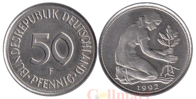  ФРГ. 50 пфеннигов 1992 год. (F) 