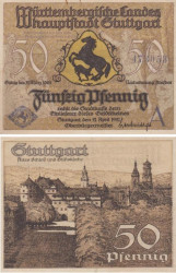 Бона. Германия. Штутгарт 50 пфеннигов 1921 год. Нотгельд. (VF)