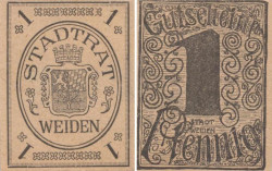 Бона. Германия. Вайден 1 пфенниг 1920 год. Нотгельд. (XF)