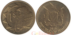 Намибия. 1 доллар 2010 год. Орёл-скоморох.
