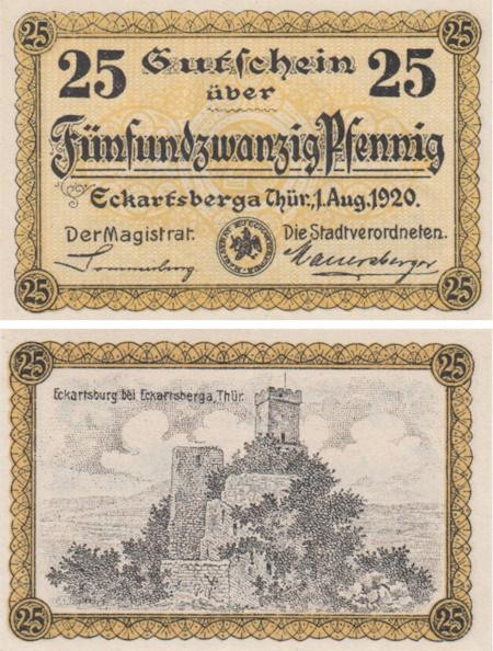  Бона. Германия. Эккартсберга 25 пфеннигов 1920 год. Нотгельд. (AU) 