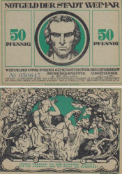 Бона. Германия. Веймар 50 пфеннигов 1921 год. Нотгельд зеленый. (XF)