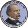  США. 1 доллар 2012 год. 24-й президент Гровер Кливленд (1885–1889). цветное покрытие. 