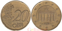 Германия. 20 евроцентов 2003 год. Бранденбургские ворота. (D)