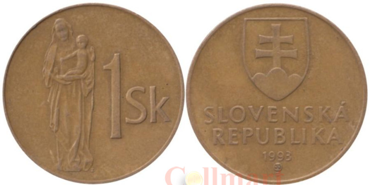  Словакия. 1 крона 1993 год. 