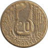  Мадагаскар. 20 франков 1953 год. Карта острова Мадагаскар. 