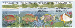 Сцепка марок. Гамбия. Морская флора и фауна. 4 марки.