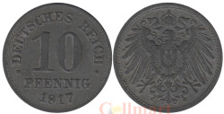 Германская империя. 10 пфеннигов 1917 год. Герб. (цинк)