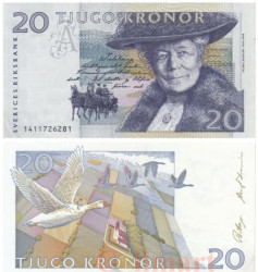 Бона. Швеция 20 крон 1991 год. Сельма Лагерлёф. (XF+)