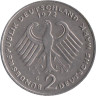  Германия (ФРГ). 2 марки 1972 год. Теодор Хойс. (G) 