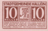  Бона. Австрия. Халлайн 10 геллеров 1920 год. Нотгельд. (XF) 