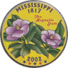  США. 25 центов 2002 год. Квотер штата Миссисипи. цветное покрытие (P). 