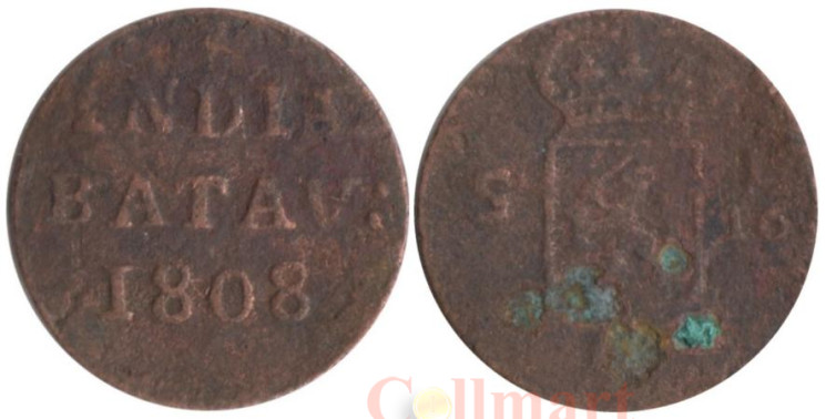  Голландская Ост-Индия. 1/16 гульдена 1808 год. Батавия. (медь) 
