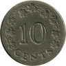  Мальта. 10 центов 1972 год. Парусник. 