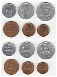 Литва. Набор разменных монет 1991 год. (6 штук)