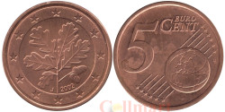 Германия. 5 евроцентов 2002 год. Дубовые листья. (J)
