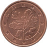  Германия. 5 евроцентов 2002 год. Дубовые листья. (J) 