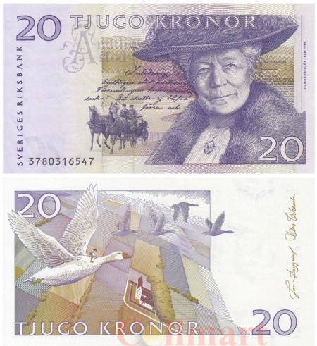  Бона. Швеция 20 крон 2003 год. Сельма Лагерлёф. (XF) 