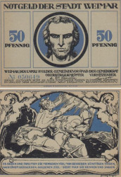 Бона. Германия. Веймар 50 пфеннигов 1921 год. Нотгельд синий. (XF)