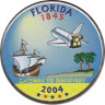  США. 25 центов 2004 год. Квотер штата Флорида. цветное покрытие (D). 