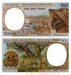 Бона. Центральная Африка, ЦАР (литера F) 500 франков 1999 год. Погонщик быков. (Пресс)